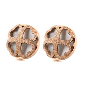 <b>Stud</b> <b>Earrings</b> Heart Shape Rose Gold Stainless Steel Everyday Wear Four Sided Clover Design - Product Image 5
