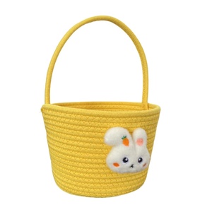 Cesta de Regalo Multiusos de Tela de Algodón Tejida a Mano con Diseño de Dibujos Animados para Pascua, Recuerdo Infantil - Product Image 5