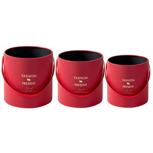 Boîte à fleurs ronde en velours avec couvercles, boîte cadeau en velours avec poignée pour la Saint-Valentin, mariage, fête, cadeau de fleurs de luxe - Product Image 3