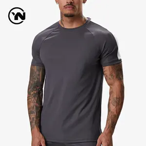 Camiseta de tamanho grande para homens, camiseta casual redonda de cor lisa para academia de esportes com estampa personalizada