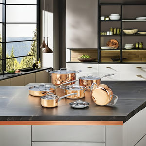 Juego de utensilios de cocina de cobre triple <span class=keywords><strong>AXA</strong></span> de 12 piezas listos para enviar con tapa de vidrio y asas de acero inoxidable olla de cocina de acero inoxidable - Product Image 2