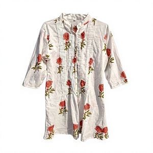 BOHCREATION Hand <b>Block</b> Printed Pure Cotton Front Pleated Tunic for Women, Breathable Indian Cotton Tunic Top, Casual Boho Ethnic - Product Image 1