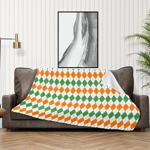 Nouveau personnalisé Orange et vert Festival irlande <span class=keywords><strong>Plaid</strong></span> flanelle polaire jeter couverture en peluche pour chambre - Product Image 3
