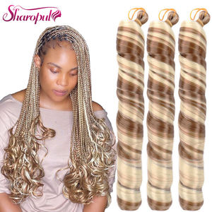 <span class=keywords><strong>Trenzas</strong></span> de rizo de onda suelta de alta temperatura sintética Extensiones de cabello de ganchillo rizado en espiral para mujeres Color de piano teñido - Product Image 1