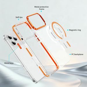 Funda Protectora para Teléfono con Carga Magnética, Resistente a Golpes, de Doble Color, No Amarillea, para iPhone 16 17 Air Pro Max Plus, <span class=keywords><strong>Naranja</strong></span> - Product Image 2