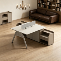 Bureau d'ordinateur minimaliste pour personnel commercial avec armoire de rangement, table de travail modulaire extensible pour bureau d'entreprise
