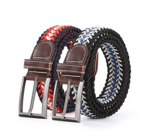 Cinturón trenzado multicolor tejido de cuerda elástica de colores mezclados para mujer para pantalones vaqueros informales - Product Image 1