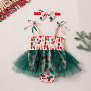 Nuovo Completo Natalizio 2026 per Neonata: Tutina Senza Spalline in Tulle a Pois e Accessorio per Capelli, Set 2 Pezzi - Product Image 4