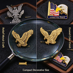 Ensemble de broches en métal personnalisées en forme d'aigle, broches patriotiques avec détails en émail pour chapeaux, sacs, vestes, cadeau de collection pour hommes et femmes - Product Image 4
