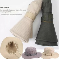 Chapeau Bob de Pêcheur d'Été Réversible 100% Coton Pliable Portable à Large Bord Style Sportif Respirant Coupe-Vent pour l'Extérieur