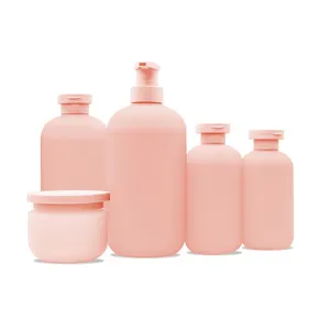 Boş vücut yıkama sıkma şişeler akşam yemeği lüks yeniden kullanılabilir 300Ml 10 Oz 500Ml mat pembe plastik şampuan ve saç kremi şişeleri