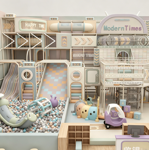 Ensemble de toboggan intérieur AOLEAO personnalisé en couleur crème pour enfants, adapté aux petits et moyens centres de jeux, certifié CE TUV - Product Image 3
