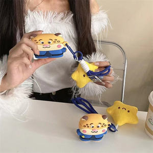 Étuis pour écouteurs en silicone souple 3D Tiger Cartoon avec porte-clés étoile pour Apple <span class=keywords><strong>Airpods</strong></span> pour <span class=keywords><strong>Airpods</strong></span> 1 2 Pro2 3 pour <span class=keywords><strong>Airpods</strong></span> 4 - Product Image 3