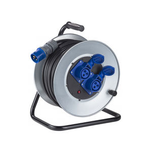 Carrete de cable manual Zeca 3526 con enchufe y dos enchufes azules CEE 16A, 30 metros - Product Image 1