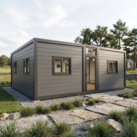 Maison conteneur extensible à double aile, à isolation acoustique et écoénergétique, préfabriquée, entièrement meublée