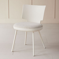 Chaise de salle à manger moderne en tissu rembourré avec pieds en métal de couleur assortie, en stock, pour restaurant, hôpital, appartement