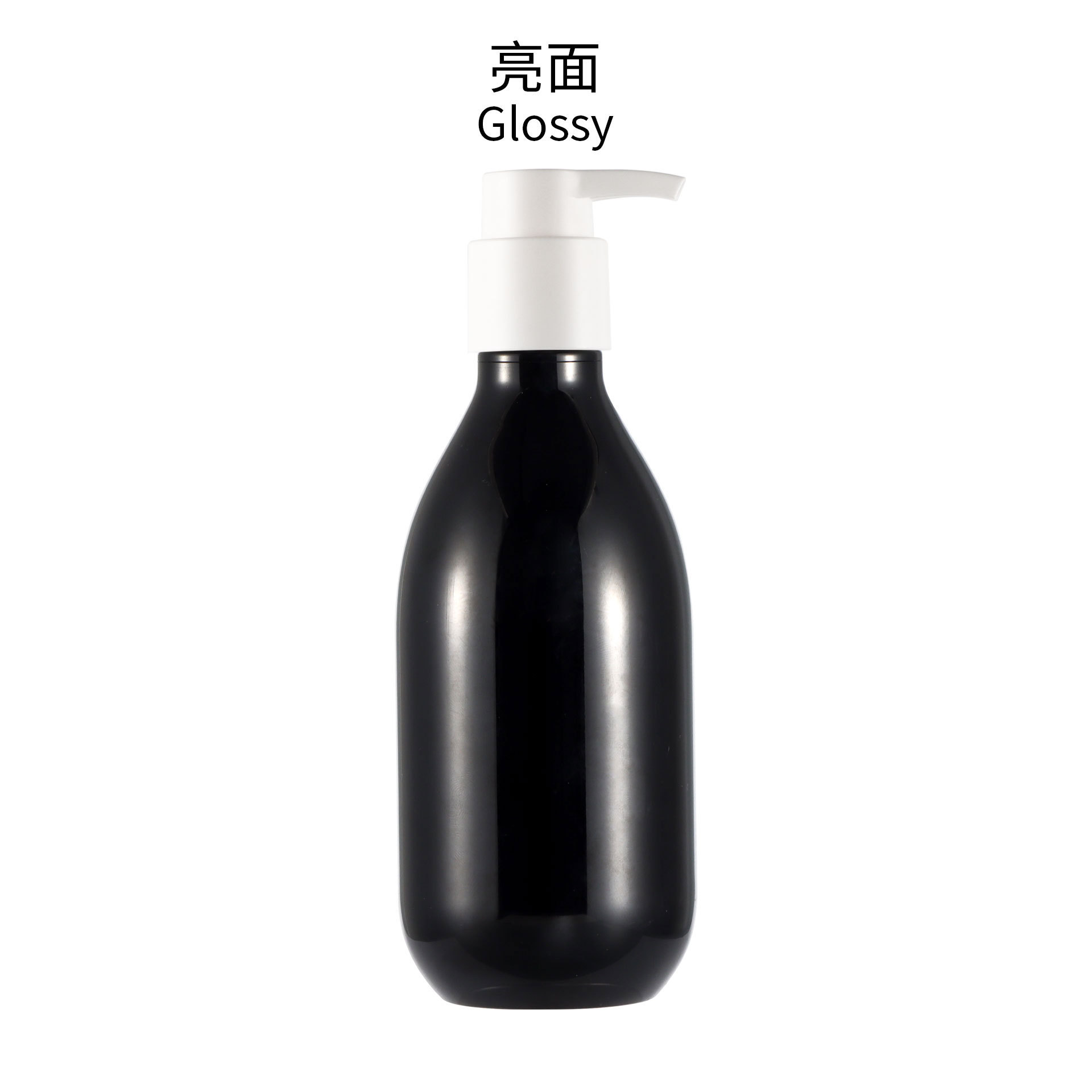 Bouteille noire brillante F pompe blanche