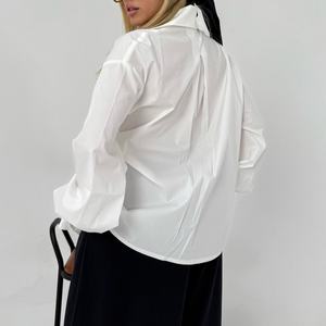 Nueva Camisa Informal Moderna para Mujer, Blusas y Top de Lino y Algodón de Manga Larga con Cintura Ajustada para Mujer OEM - Product Image 2