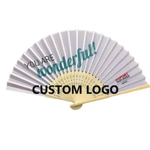 Can customize advertising Japanese paper fan single-sided double-sided bamboo paper fan folding custom Logo manual fan