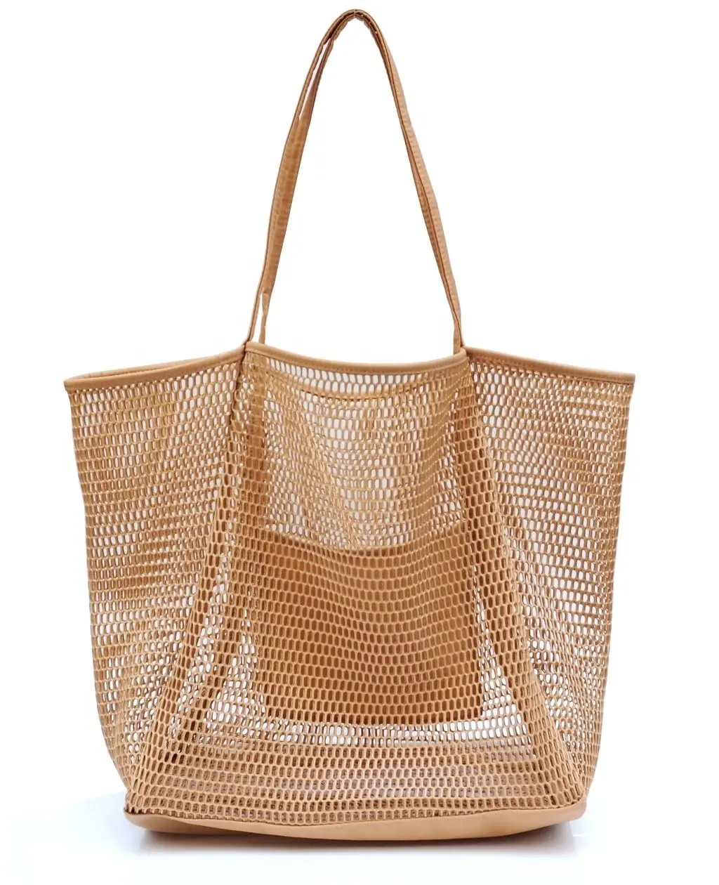 2023 Tragbare Mesh Nylon Beach Einkaufstasche Lässige leichte Handtasche Faltbare wasserdichte Damen Umhängetasche für Reisen einkaufen