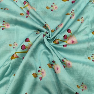 Tissu en Soie Poly Raw Bleue Douce et Luxueuse, Léger et Respirant, à Motif Géométrique Abstrait, pour Kurta Femme et Textile de Maison - Product Image 2