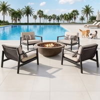 Ensemble de mobilier de conversation de luxe moderne pour extérieur, avec table foyer au propane et canapé, structure en aluminium, pour jardin, resort et patio