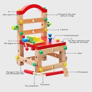 Juguete Educativo Multifuncional de Madera para Niños, Modelo Toysrunner 2020, Silla de Madera con Herramientas para Armar - Product Image 2