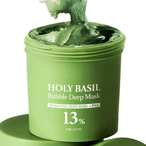 Mascarilla de Burbujas de Albahaca <span class=keywords><strong>Sagrada</strong></span> para Eliminar Puntos Negros, Limpiar los Poros, Purificar la Piel, Mascarilla de Arcilla Lavable con Agua Carbonatada para Piel Sensible - Product Image 1