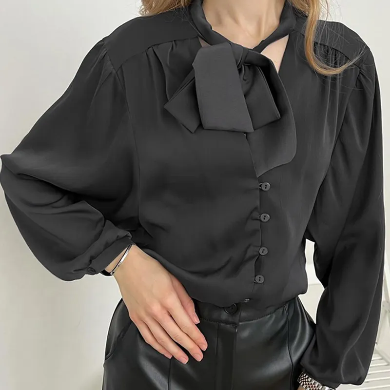 Blusa de escritório de algodão sem rugas para mulheres, camisas de ferro personalizadas de manga longa, novidade da moda