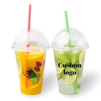 Café glacé à emporter Latte jus Smoothie verre 16 onces 12oz emballage en plastique jetables PET tasses transparentes avec couvercle boisson froide