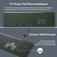 Kombo Keyboard dan Mouse Nirkabel dengan Lampu Latar Model Dual Keyboard dan Mouse Senyap Isi Ulang Set Keyboard & Mouse Slim Ukuran Penuh