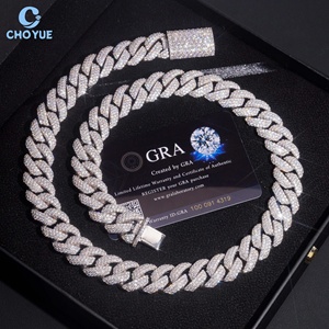 Collar para Hombre de 16mm con 3 Filas de Moissanita, Cadena Cubana, Chapado en Rodio, Plata Sólida 925, Joyería Hiphop Iced Out - Product Image 4