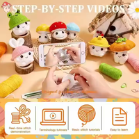 Fantaisie Champignon Crochet Poupée Kit Débutant Amical Animal Crochet avec 7 Styles Tutoriel Vidéo Animal DlY Crochet Tissage Poupée