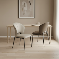 Chaise de salle à manger en cuir souple italienne minimaliste, confortable, moderne, pour la maison, avec dossier de luxe léger – Meilleure vente