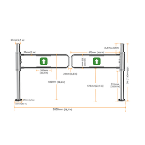 Siêu thị Swing Barrier <span class=keywords><strong>Gate</strong></span> 2-cực tự động cảm ứng lối vào an toàn <span class=keywords><strong>turnstile</strong></span> - Product Image 2