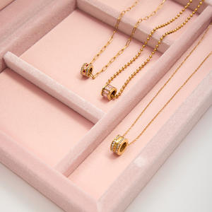 موضة جديدة من حجر الراين الذهبي عيار 18 قيراط من الفولاذ المقاوم للصدأ على شكل قلب وردي دائرة زهرة محظوظة - Product Image 6