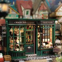 Zhiqu maison bricolage magique pleine maison européenne rétro fait à la main en bois assemblé modèle peut éclairer cadeau créatif unisexe bricolage jouet 51-100