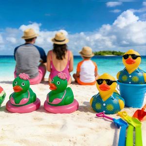 Summer Limited PVC Hollow Floating Multifunctional Toy for Children's <b>Bathing</b> Swimming Ring Rubber Duck Mermaid Pattern Ages 4-6 - Product Image 3
