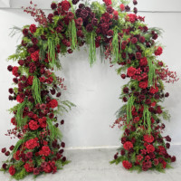 X887 Artificielle Rose Blanche Rose Fleur Forêt Plante Verte Rose Hortensia Fleurs Arche Artificielle De Mariage Arche pour La Fête De Mariage