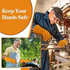 Tig Mig Stick Gelbe Kuh Split Hitze beständige Schweiß leder handschuhe für die Arbeit Hitze-/Feuer beständigkeit für Schmiede, Grill, Grill, Kamin - Product Image 5