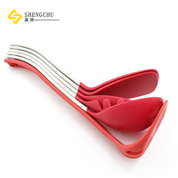 Nouveaux produits Ensemble de 6 ustensiles de cuisine en silicone antiadhésifs avec manche assemblé