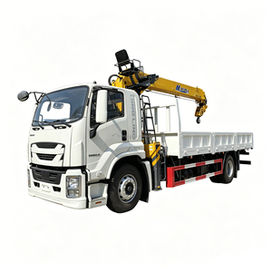 Grue à flèche droite montée sur camion de 8 tonnes à haute efficacité avec stabilisateurs pour le chargement et la livraison d'équipements de construction - Product Image 1