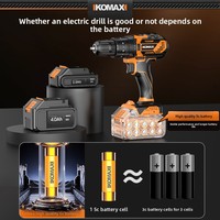Perceuse à percussion électrique portative 18-21V avec batterie au lithium rechargeable, perceuse pistolet domestique à deux vitesses et fonction réversible