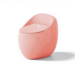 Inodoro de cerámica de una pieza Tao Gu Net Red New Personality Black Small Egg con descarga por sifón P-Trap, versión negro mate 60099 - Product Image 1