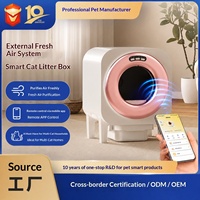 Litière intelligente pour animaux de compagnie la plus vendue, nettoyage entièrement automatique, électrique, en ABS, rose doré, argent, blanc, panneau en bois, grande taille