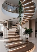 Escaliers en colimaçon en verre Prima clair solide anti-dérapant élégant moderne maison Villa pour la rénovation de nouvelles constructions