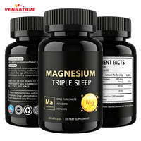 Complément alimentaire à marque privée de L-thréonate de magnésium en capsules OEM pour adultes, triple effet : sommeil, soutien osseux et articulaire, L-théanine, acacétine