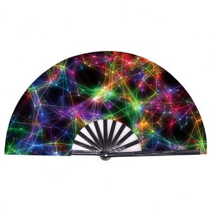 Abanico de mano Clack de 33 cm, abanico holográfico UV de 27 cm / 33 cm, abanico plegable de bambú de alta calidad para fiestas - Product Image 6