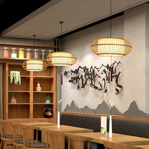 โคมไฟแขวนไม้ไผ่ทรงกลม E27 หลอดไส้ สำหรับร้านน้ำชา ห้องเซน - Product Image 3