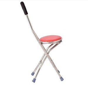 Four <b>Legged</b> Cane <b>Stool</b> Folding Stainless Steel Seat Walking Stick Assistive Device - Product Image 4